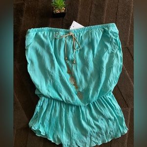 Aqua Peplum Tank Top